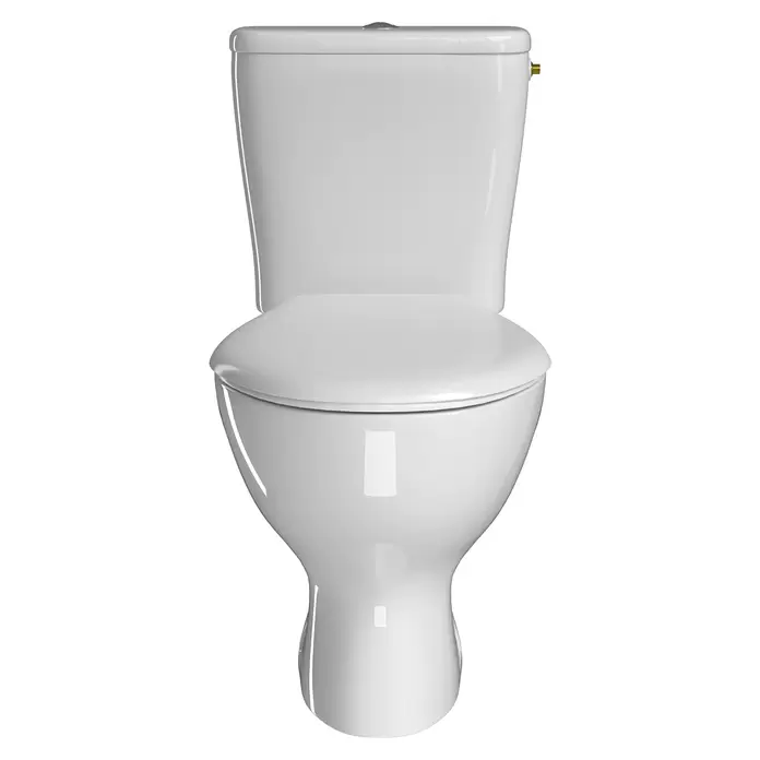 Stand-WC-Kombination Delta - Spülrandlos, Ohne Spezialglasur, Spülform: Tief, WC Abgang: Waagerecht, Weiß