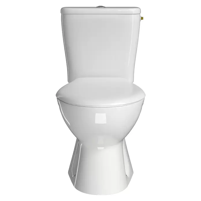 Stand-WC-Kombination Delta - Mit Spülrand, Ohne Spezialglasur, Spülform: Tief, WC Abgang: Senkrecht, Weiß
