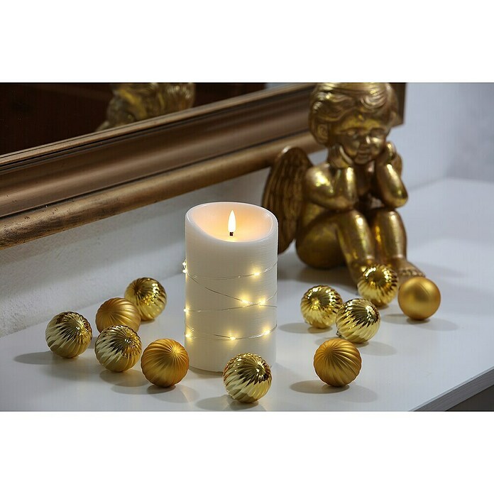 Flower Power LED-Kerze Elephant Corro (Creme, Echtwachs, Ø x H: 10 x 16 cm) | BAUHAUS