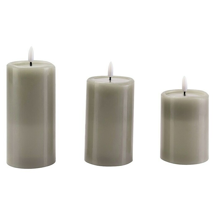 Flower Power Vela con LED Novita (Gris, Ø x Al: 7,5 x 15 cm, Cera natural) | BAUHAUS