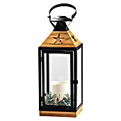 Flower Power LED-Laterne Carla (14,5 x 14,5 x 37 cm, LED-Kerze, Schwarz/Braun) | BAUHAUS