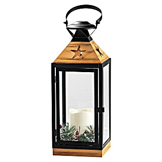 Flower Power LED-Laterne Carla (14,5 x 14,5 x 37 cm, LED-Kerze, Schwarz/Braun)