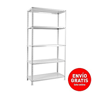 Simonrack Simonclassic Estantería metálica Plus (Al x An x Pr: 200 x 100 x 40 cm, Número de baldas: 5 ud., Capacidad de carga por balda: 100 kg, Atornillado, Blanco)