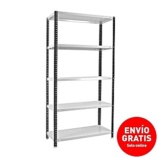 Simonrack Simonclassic Estantería metálica Mini (Al x An x Pr: 180 x 80 x 30 cm, Número de baldas: 5 ud., Capacidad de carga por balda: 100 kg, Atornillado, Antracita/Blanco)