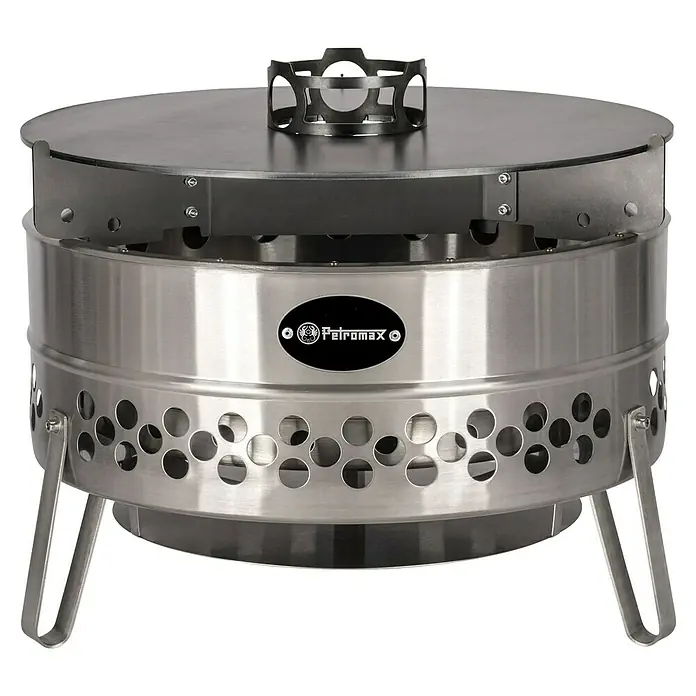 Petromax Grillplatte - Durchmesser: 57 cm, Passend für: Feuerschale Tyropit / Feuertonne Pyron - Petromax Feuerstelle aus Edelstahl mit runder Grillplatte und Aussparungen für eine optimale Luftzirkulation.