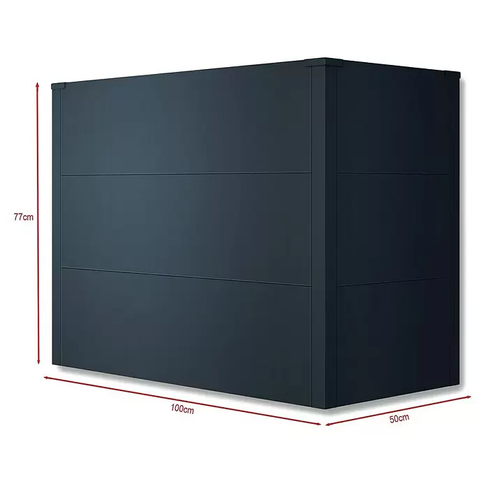 Metzler Hochbeet - 100 x 55 x 77 cm, Stahl, Anthrazit - Anthrazitfarbene rechteckige Aufbewahrungsbox mit Paneelen vorne und seitlich, 77x100x50cm.