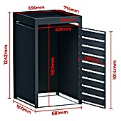 Metzler Mülltonnenbox (204 x 80 cm, Stahl, Anthrazit/Braun, Geeignet für Anzahl Mülltonnen: 3 Stk., Mit Pflanzdach) | BAUHAUS