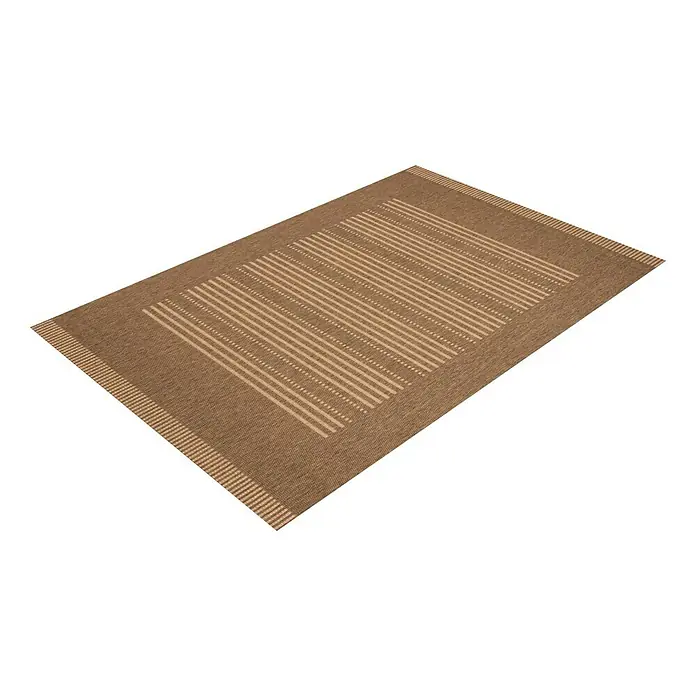 Outdoor-Teppich Naturoptik Finca 501 - Coffee-Mais, 230 x 160 cm, 100 % Polypropylen (Flor) - Ein rechteckiger Teppich in Erdtönen mit dezenten Streifenmuster. Er ist vielseitig und passt zu verschiedenen Einrichtungsstilen.