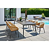 Sunfun Gartenmöbel-Set Solo (7 -tlg., Aluminium/Sintered Stone/Polyrattan/Polyester, Night-Grey/Braun, Ausziehbar) | BAUHAUS