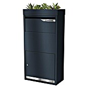 Metzler Paketbox Avalon 3 mit Pflanzdach (L x B x H: 220 x 440 x 870 mm, Anthrazitgrau, Stahl, Fassungsvermögen: 34 l) | BAUHAUS