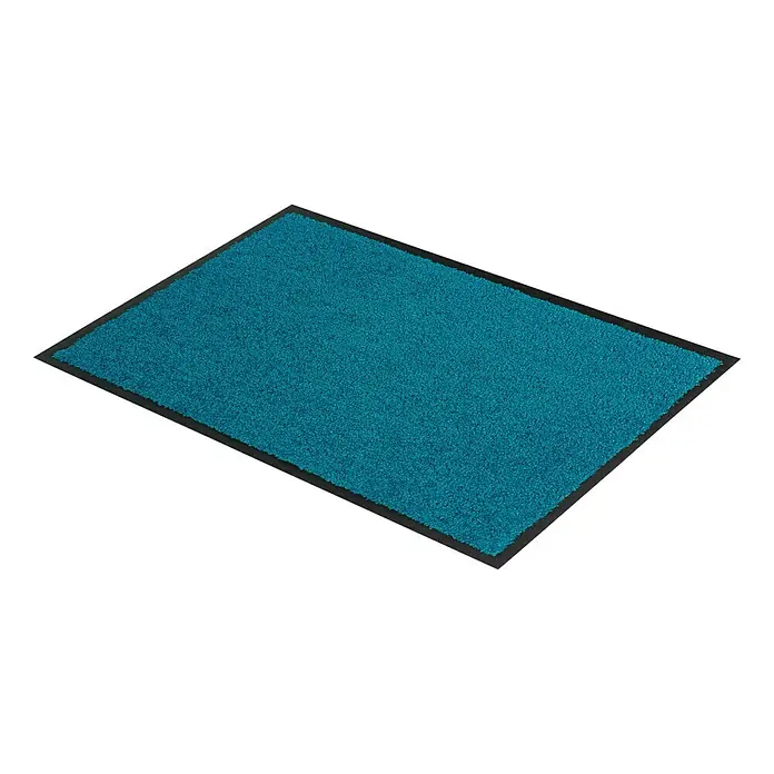 Astra Schmutzfangmatte Diamant - Türkis, 80 x 120 cm, Material Nutzschicht: 100 % Polyamid - Blau-türkise Schmutzfangmatte mit schwarzer Umrandung. Die Matte ist rechteckig und hat eine feine, textile Oberfläche.