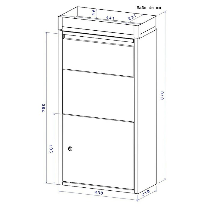 Metzler Paketbox Avalon 3 mit Pflanzdach (L x B x H: 220 x 440 x 870 mm, Anthrazitgrau, Stahl, Fassungsvermögen: 34 l) | BAUHAUS