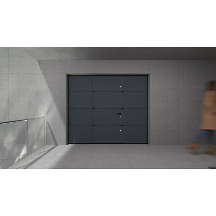 Solid Elements Puerta de garaje seccional PRO (250 x 212,5 cm, Gris antracita, Peatonal) | BAUHAUS