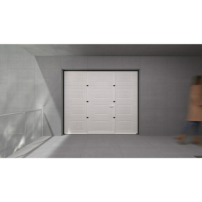 Solid Elements Puerta de garaje seccional PRO (250 x 212,5 cm, Blanco, Cuarterón peatonal) | BAUHAUS