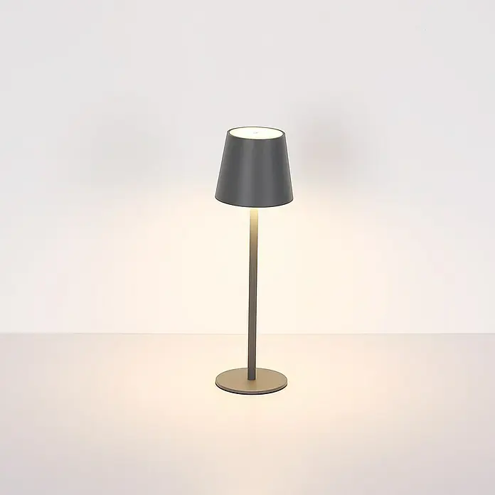 Akku-Tischleuchte Flaschenleuchte 3-in-1 - Lichtfarbe: Mehrfarbig, LED, Höhe: 36 cm - Elegante graue Tischleuchte mit schlankem Design. Die Leuchte strahlt warmes, einladendes Licht aus und ist ein stilvolles Deko-Element.