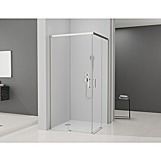 Camargue Mampara de ducha esquinera Aqua angular (L x An x Al: 80 x 100 x 195 cm, Cromo, Espesor de vidrio: 6 mm)