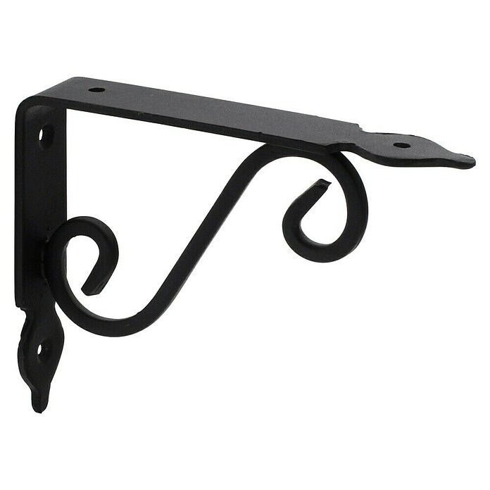 Rei Clásica Escuadra de soporte (L x An x Al: 10 x 14 x 2,6 cm, Carga soportada: 20 kg, Acero, Negro)