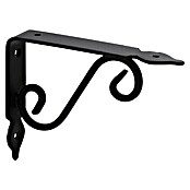 Rei Clásica Escuadra de soporte (L x An x Al: 10 x 14 x 2,6 cm, Carga soportada: 20 kg, Acero, Negro)