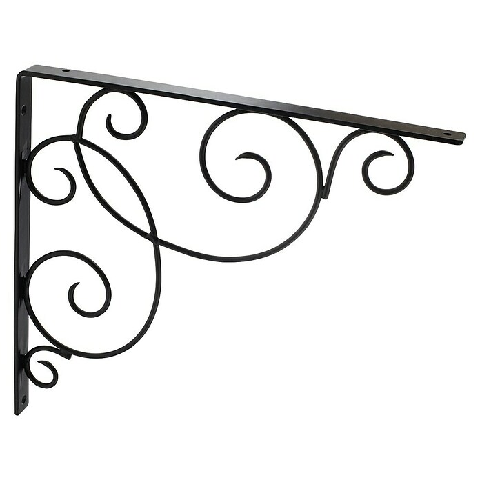 Rei Clásica Escuadra de soporte (L x An x Al: 20 x 30 x 2 cm, Carga soportada: 20 kg, Acero, Negro)