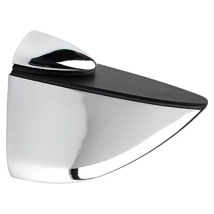 Rei Soporte de pared para estantes 1053 - Cromo, Carga soportada: 40 kg, Apto para: Estantes - Soporte de estante cromado brillante con almohadilla de goma negra para estantes de vidrio o madera.