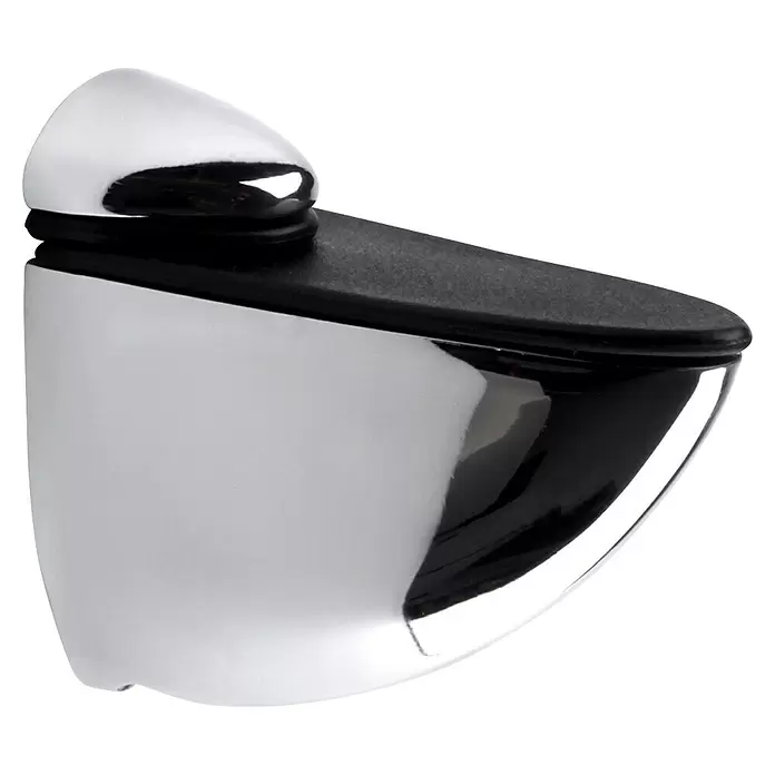 Rei Soporte de pared para estantes 2050 - Carga soportada: 30 kg, Apto para: Estantes, Cromo, Resplandeciente, 2 ud. - Soporte de estante de cromo pulido con inserciones de goma negra.
