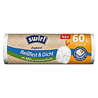 Swirl Müllbeutel mit Zugbeutel (60 l, 8 Stk., Weiß)