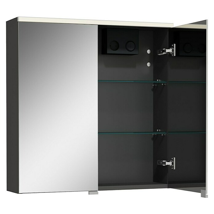 Camargue Aurinia LED-Spiegelschrank (B x H: 80 x 62 cm, Mit Beleuchtung, Holz, Anthrazit) | BAUHAUS