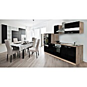 Respekta Composición de cocina (Ancho: 300 cm, Con dispositivos eléctricos, Negro)