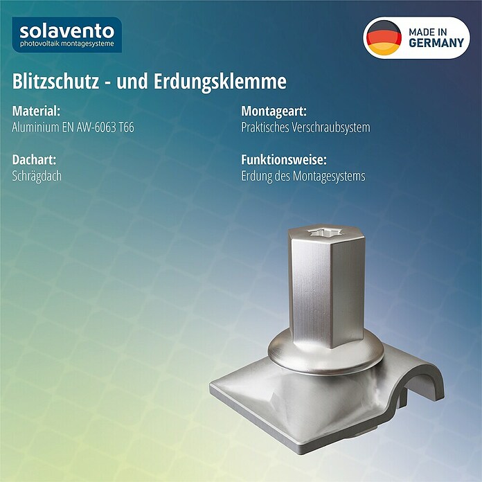 Solavento Erdungsklemme (Aluminium, Geeignet für: Schrägdach) | BAUHAUS