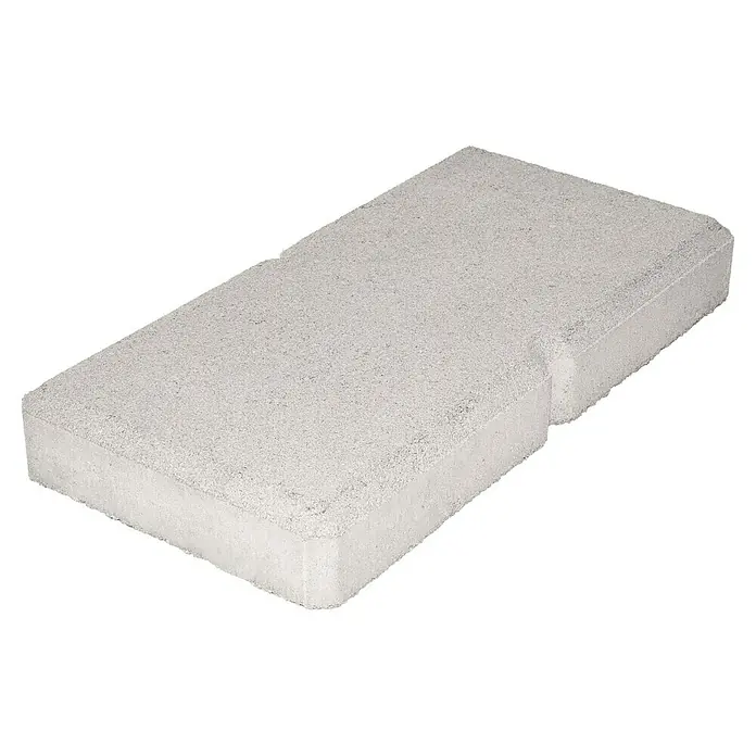 Christoph Mauerabdeckplatte Ambienta - 40 x 20 x 5 cm, Weiß, Beton - Ein einzelner, rechteckiger Pflasterstein mit einer leicht rauen Oberfläche und einer Aussparung an einer Seite.