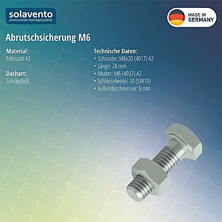 Solavento Abrutschsicherung Solavento (Durchmesser: 6 mm, Geeignet für: Schrägdach)