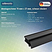 Solavento Montageschiene Solavento (1 200 x 37 x 70 mm, Schwarz, Geeignet für: Schrägdach) | BAUHAUS