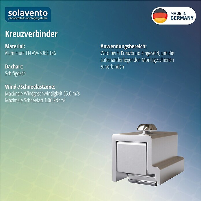 Solavento Kreuzverbinder Solavento (Aluminium, Geeignet für: Schrägdach) | BAUHAUS