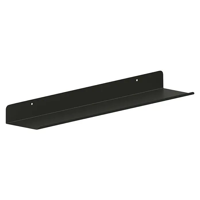 Wandregal - B x T x H: 60 x 12 x 5 cm, Belastbarkeit: 2 kg, Schwarz - Schwarzes Wandregal aus Metall, ideal für Bücher oder Dekorationen, mit unauffälliger Befestigung für ein sauberes Erscheinungsbild.