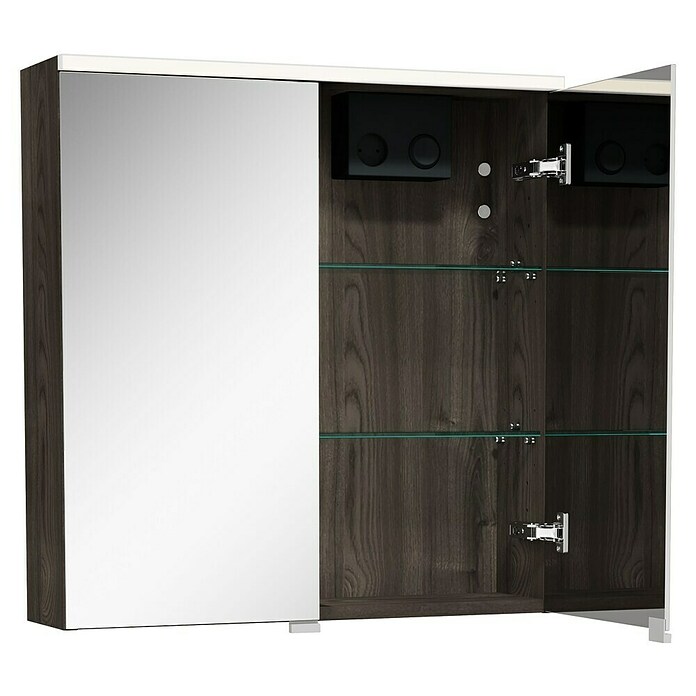 Camargue Aurinia LED-Spiegelschrank (B x H: 60 x 62 cm, Mit Beleuchtung, Holz, Marone Dekor Trüffel) | BAUHAUS