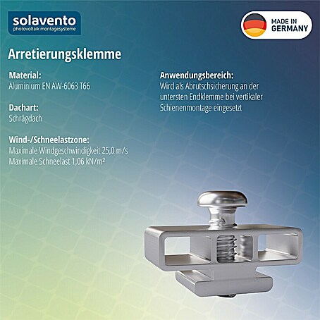 Solavento Arretierung Solavento (Aluminium, Geeignet für: Schrägdach)