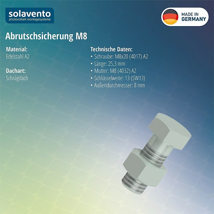 Solavento Abrutschsicherung Solavento (Durchmesser: 8 mm, Geeignet für: Schrägdach) | BAUHAUS