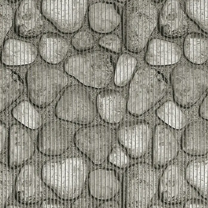 D-c-fix Bodenmatte Meterware Floor Comfort - New Stones, Breite: 65 cm - Muster einer Steinmauer, überlagert von einem vertikalen Streifenmuster, das eine interessante Texturkombination erzeugt.