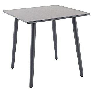 Sunfun Solo Balkontisch (L x B x H: 74 x 74 x 74 cm, Aluminium, Sintered Stone, Night-Grey)