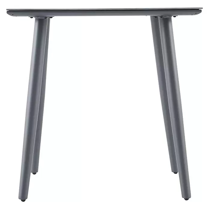 Sunfun Solo Balkontisch - L x B x H: 74 x 74 x 74 cm, Aluminium, Sintered Stone, Quadratisch, Night-Grey - Graues Metall-Tischgestell mit vier Beinen und dünner Tischplatte.