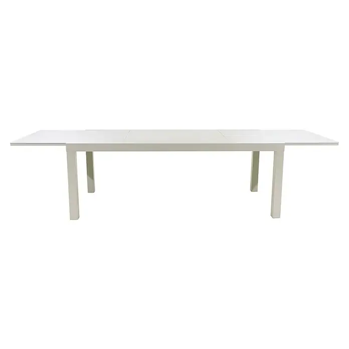 Sunfun Maja Gartentisch Stone - L x B x H: 300 x 100 x 74 cm, Aluminium, Sintered Stone, Ausziehbar, Light-Greige - Elegantes, ausziehbares Esstisch mit weißer Oberfläche. Ideal für kleine Räume, die bei Bedarf zusätzlichen Platz bieten.