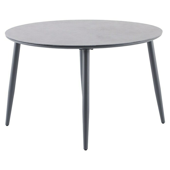 Sunfun Solo Gartentisch rund (Ø x H: 120 x 74 cm, Aluminium, Sintered Stone, Night-Grey) | BAUHAUS