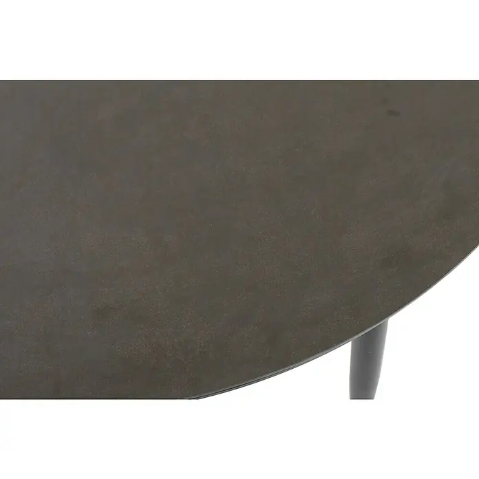 Sunfun Solo Gartentisch rund - Ø x H: 120 x 74 cm, Aluminium, Sintered Stone, Night-Grey - Nahaufnahme eines grauen runden Tisches mit einem einzelnen Bein, der ein schlichtes und modernes Design zeigt.
