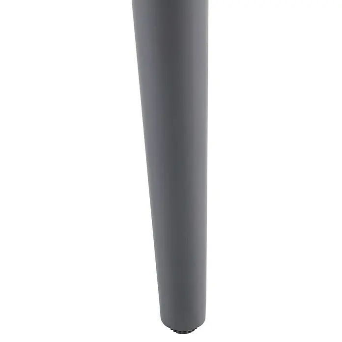 Sunfun Solo Gartentisch rund - Ø x H: 120 x 74 cm, Aluminium, Sintered Stone, Night-Grey - Nahaufnahme eines schlanken, grauen Tischbeins mit einem kleinen, schwarzen Fuß, das Stabilität und Stil vereint.