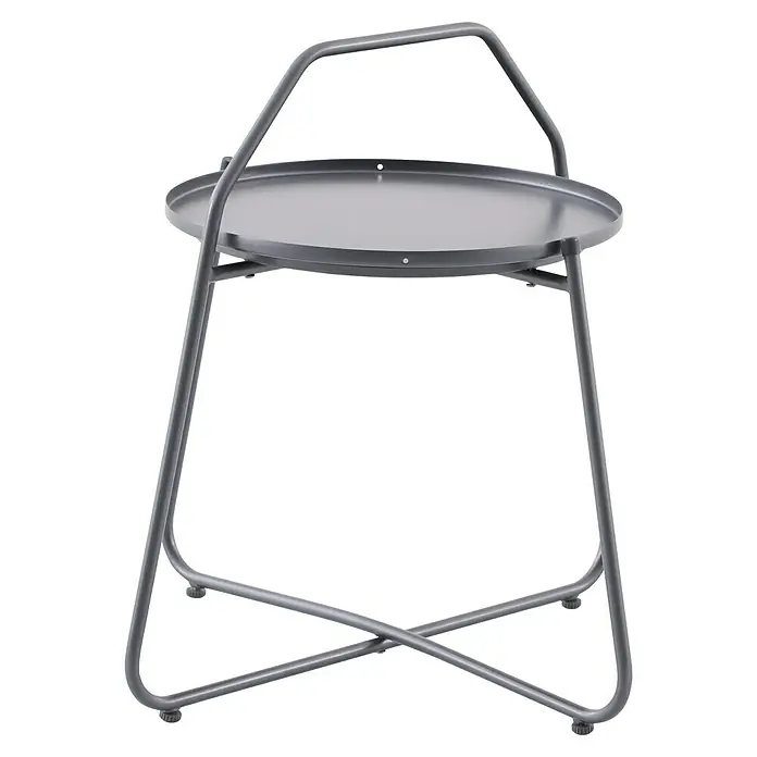 Sunfun Loungemöbel-Set Solo/Melina - 4 -tlg., Aluminium/Polyrattan/Stahl, Night-Grey - Stilvoller grauer Beistelltisch mit Tragegriff und überkreuzten Beinen. Perfekt als Ablagefläche oder dekoratives Element in jedem Raum.