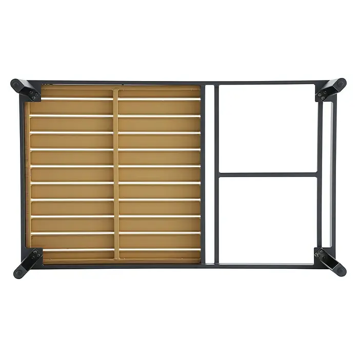 Sunfun Solo Garten-Couchtisch - L x B x H: 120 x 72 x 26 cm, Night-Grey - Das Bild zeigt das robuste Bettgestell mit Lattenrost und einem stabilen Metallrahmen. Ideal für ein modernes Schlafzimmerambiente.