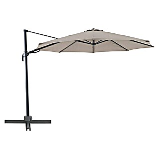 Sunfun Ampelschirm rund Capri (Greige, Durchmesser Bespannung: 350 cm)