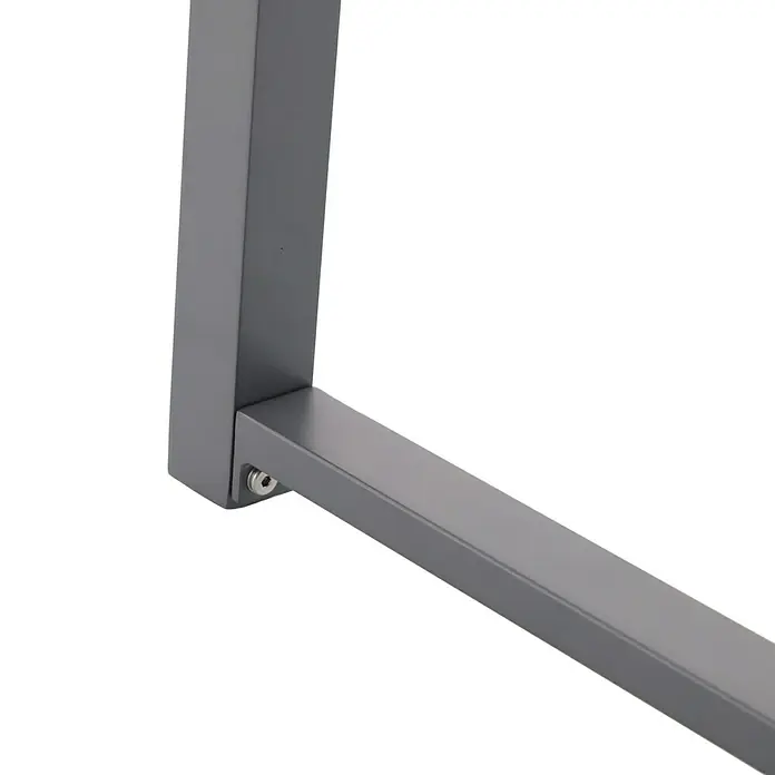Sunfun Amy Balkontisch - L x B x H: 74 x 74 x 74 cm, Aluminium, Glas, Quadratisch, Night-Grey - Detailansicht eines modernen, grauen Tischbeins, das Stabilität und minimalistisches Design vereint.\n
