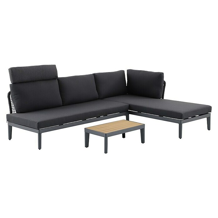 Sunfun Solo Rope Loungemöbel-Set Rope (3 -tlg., Aluminium, Olefin, Night-Grey) | BAUHAUS