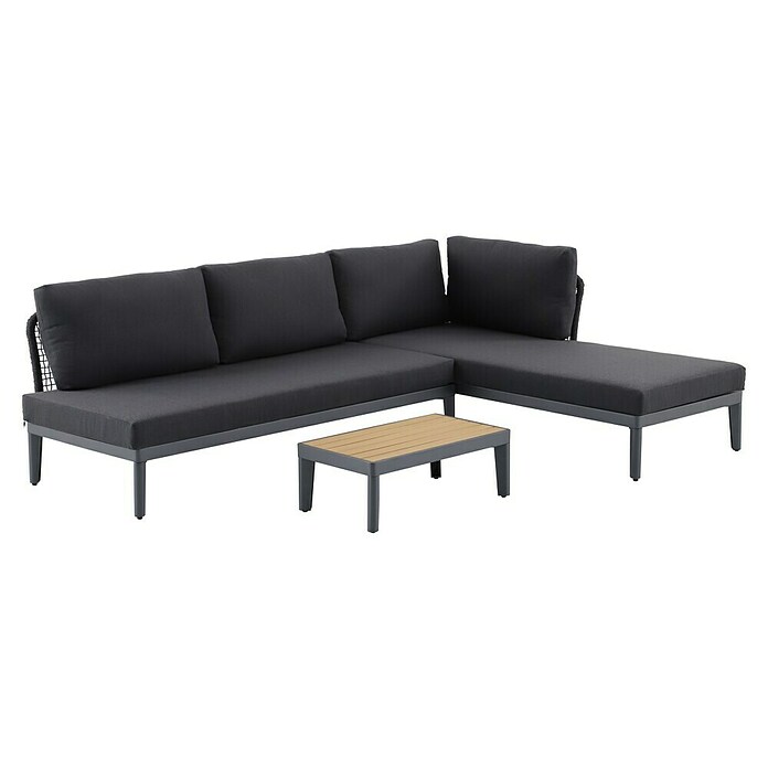 Sunfun Loungemöbel-Set Solo Rope (5 -tlg., Aluminium/Polyrattan/Olefin, Night-Grey) | BAUHAUS
